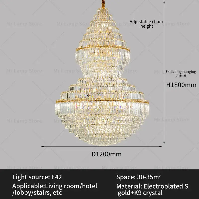 DecorBites™ Crystal Chandelier: Modern Duplex Loft & Villa Living Room Lighting