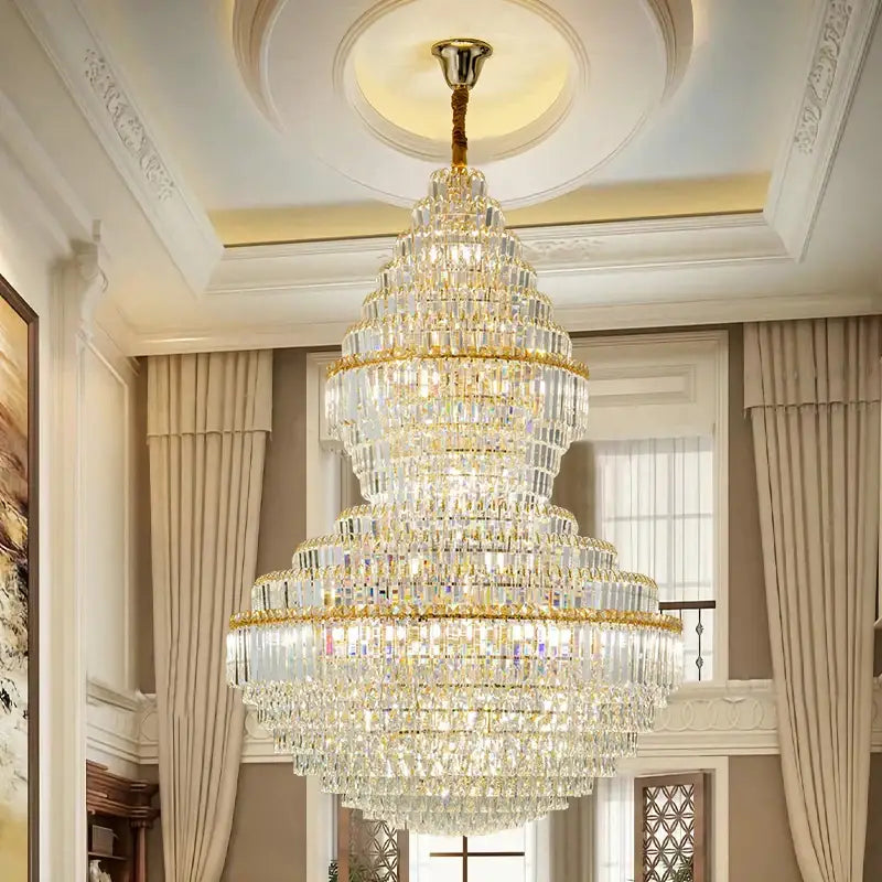 DecorBites™ Crystal Chandelier: Modern Duplex Loft & Villa Living Room Lighting