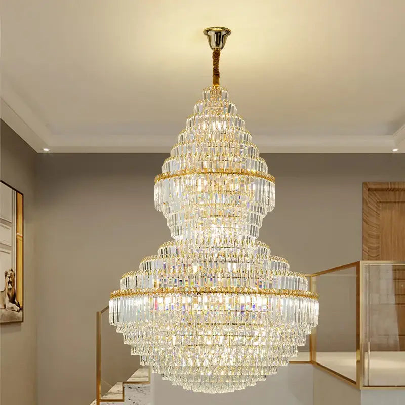 DecorBites™ Crystal Chandelier: Modern Duplex Loft & Villa Living Room Lighting