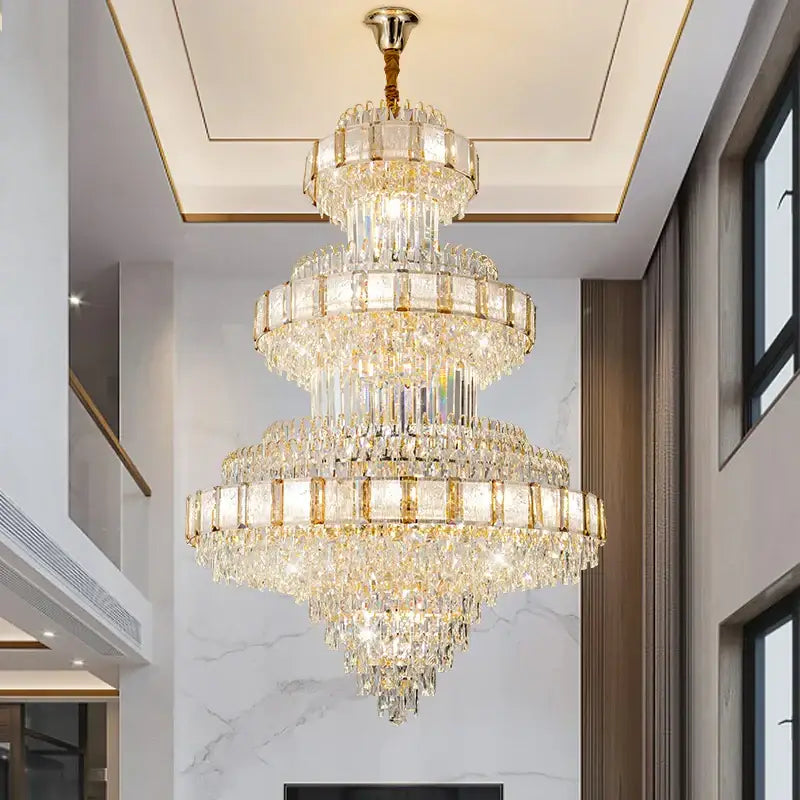 DecorBites™ Crystal Chandelier: Modern European Loft Duplex Villa Staircase Lighting