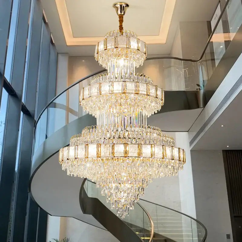 DecorBites™ Crystal Chandelier: Modern European Loft Duplex Villa Staircase Lighting