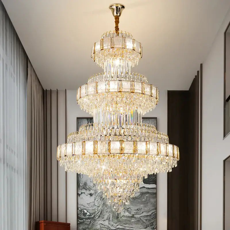 DecorBites™ Crystal Chandelier: Modern European Loft Duplex Villa Staircase Lighting