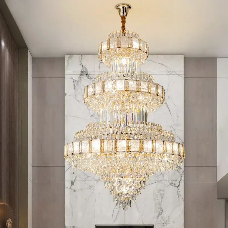 DecorBites™ Crystal Chandelier: Modern European Loft Duplex Villa Staircase Lighting