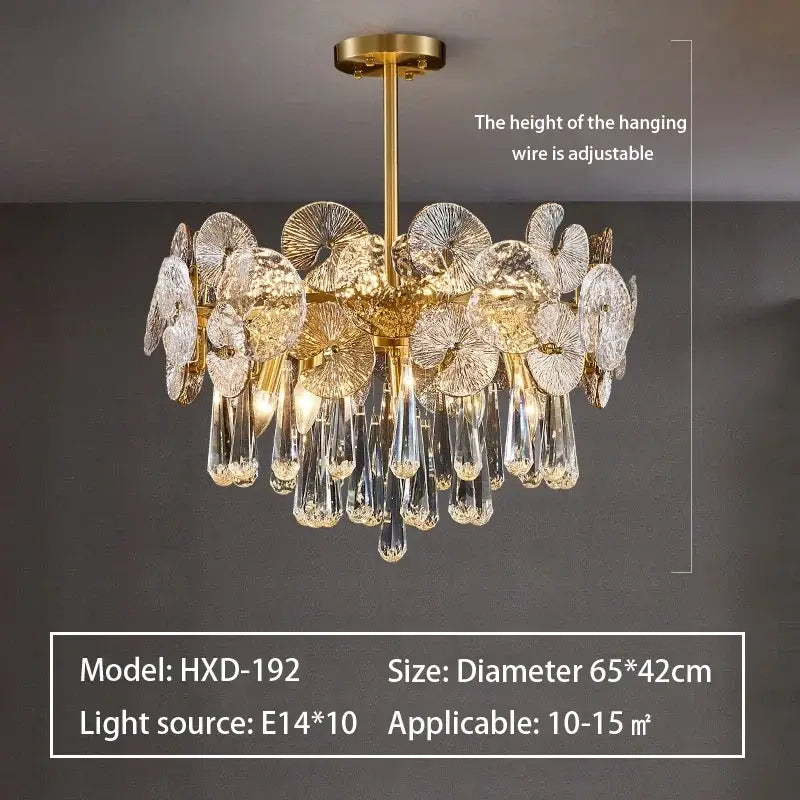 DecorBites™ Crystal Chandelier: Modern Glass Pendant Lights for Living Room Dining Bedroom