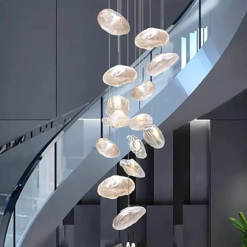 النجف الكريستالي DecorBites™: مصباح معلق عصري للسلالم المنزلية لإضاءة التصميم الداخلي لغرفة المعيشة