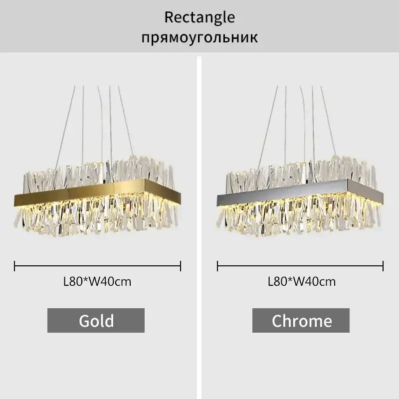 DecorBites™ Crystal Chandelier: Modern LED Chrome Gold Lighting for Living Room Bedroom Kitchen