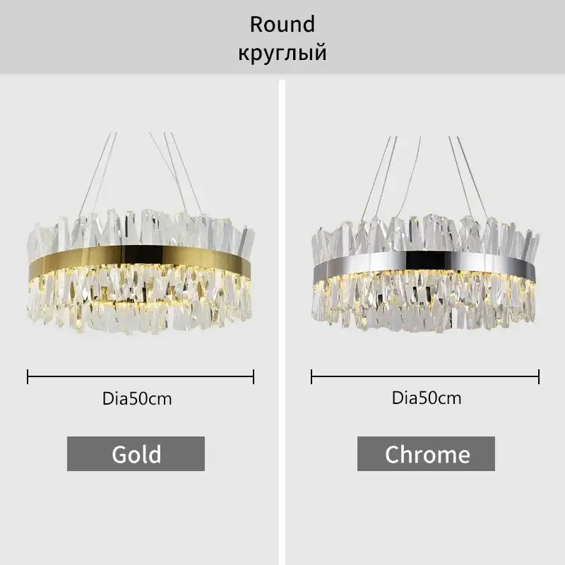 DecorBites™ Crystal Chandelier: Modern LED Chrome Gold Lighting for Living Room Bedroom Kitchen