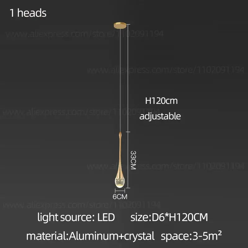 DecorBites™ Crystal Chandelier: Modern LED Hanging Lamp for Living Room, Villa, and Staircase