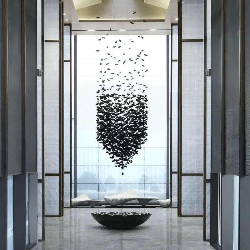 DecorBites™ Crystal Chandelier: Modern LED Lighting Fixture for Staircase, Hallway, Lobby