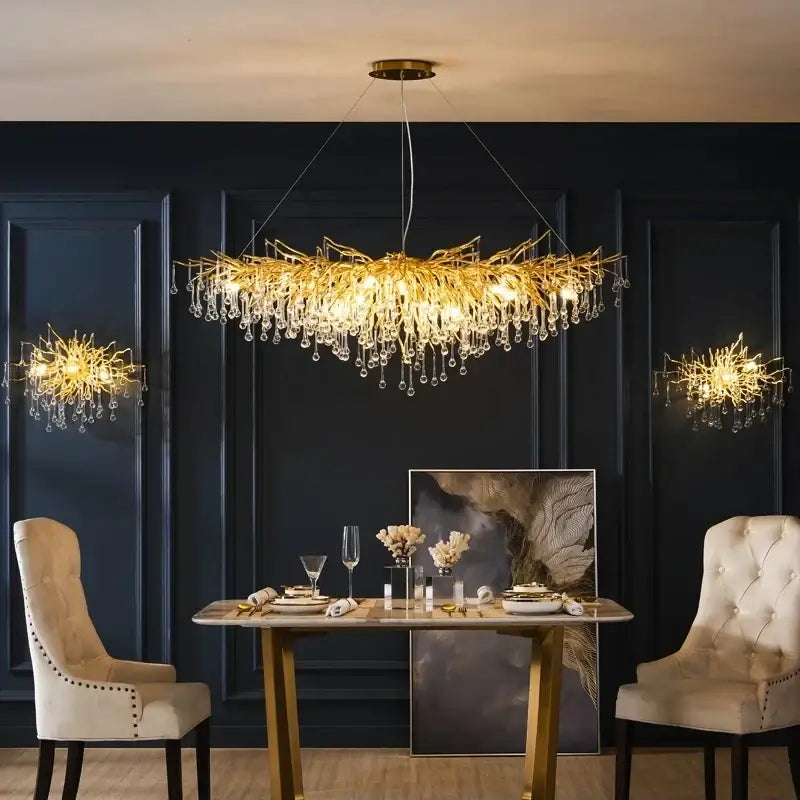 DecorBites™ Crystal Chandelier: Modern LED Luxury for Living Room Decor & Lighting