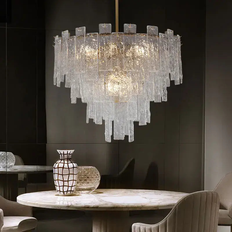 DecorBites™ Crystal Chandelier: Modern LED Pendant Light for Home Decor