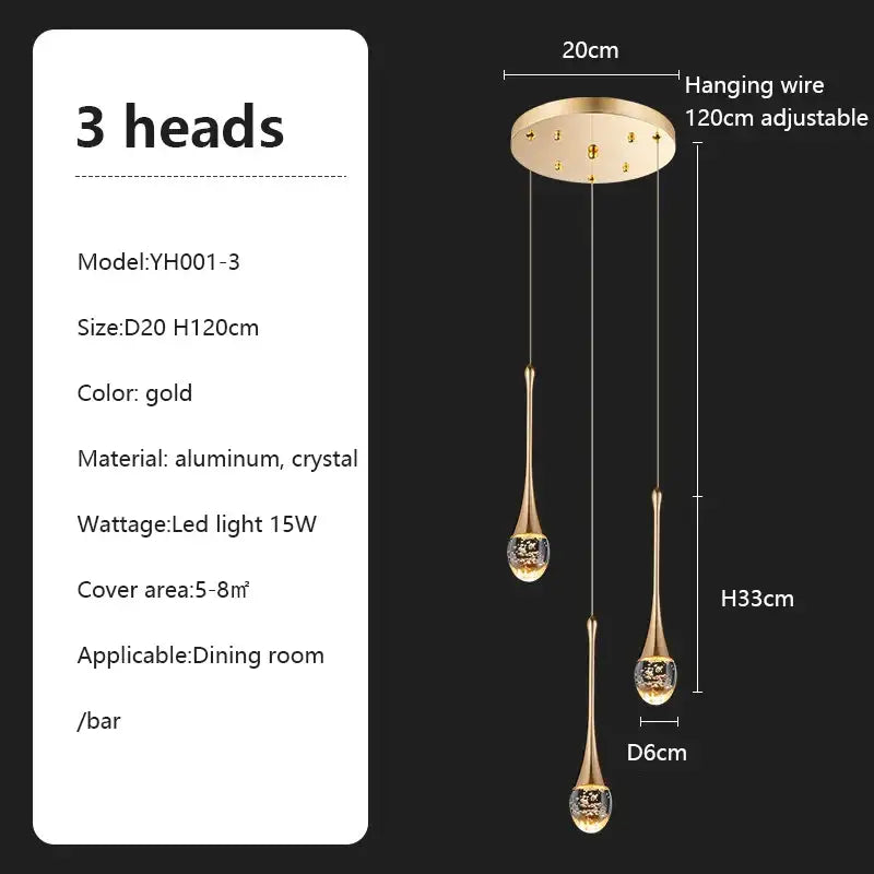 DecorBites™ Crystal Chandelier: Modern LED Pendant Light for Villa Living Room and Attic