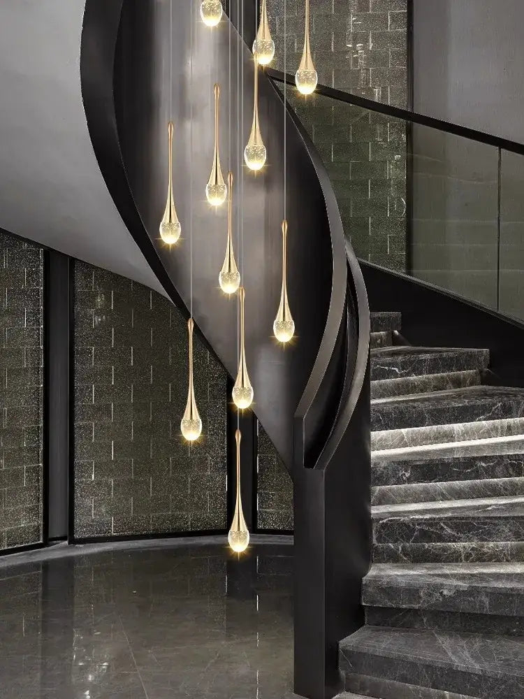 DecorBites™ Crystal Chandelier: Modern LED Pendant Light for Villa Living Room and Attic