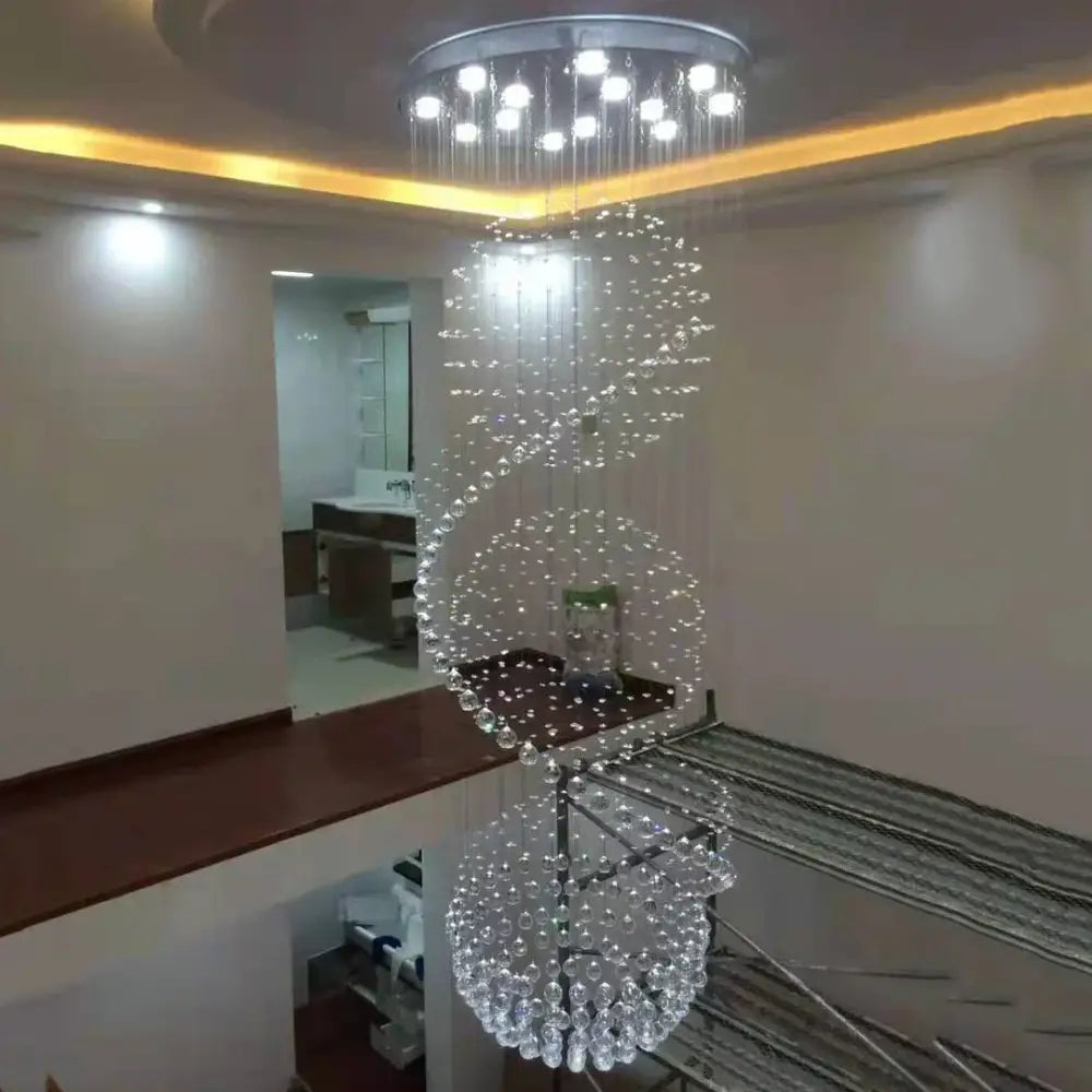 DecorBites™ Crystal Chandelier: Modern LED Staircase Light for Living Room and Lobby