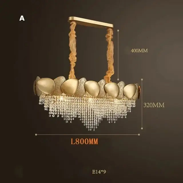 DecorBites™ Crystal Chandelier: Modern LED Tassels Stainless Steel Pendant Light for Living Room