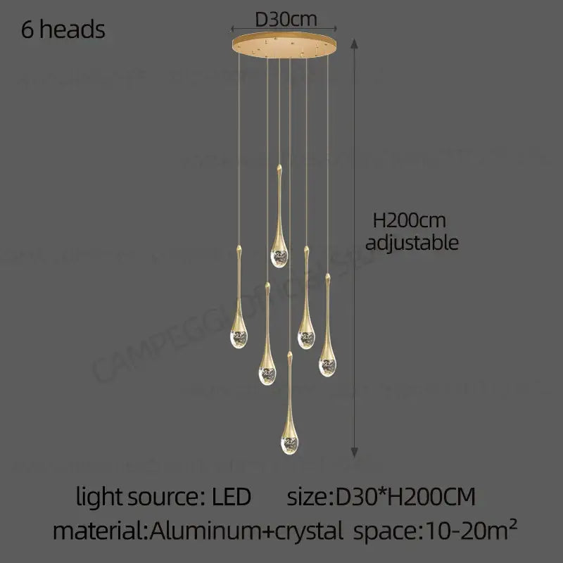 DecorBites™ Crystal Chandelier: Modern LED Water Droplet Staircase Light