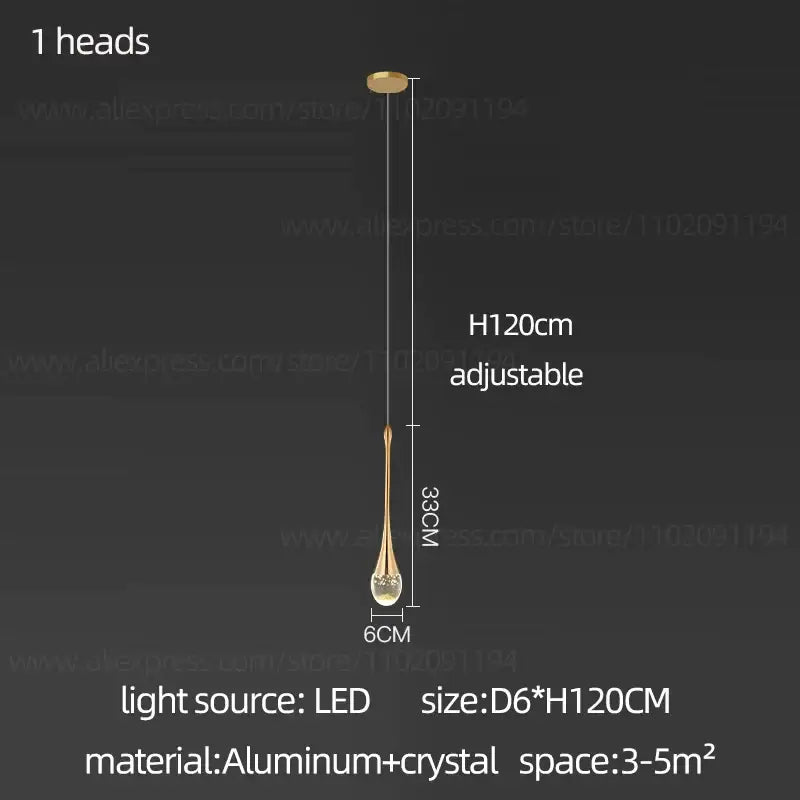 DecorBites™ Crystal Chandelier: Modern LED Water Droplet Staircase Light