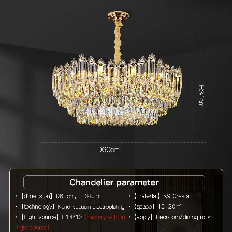 DecorBites™ Crystal Chandelier: Modern Light Luxury for Living Room, Bedroom, Dining Room