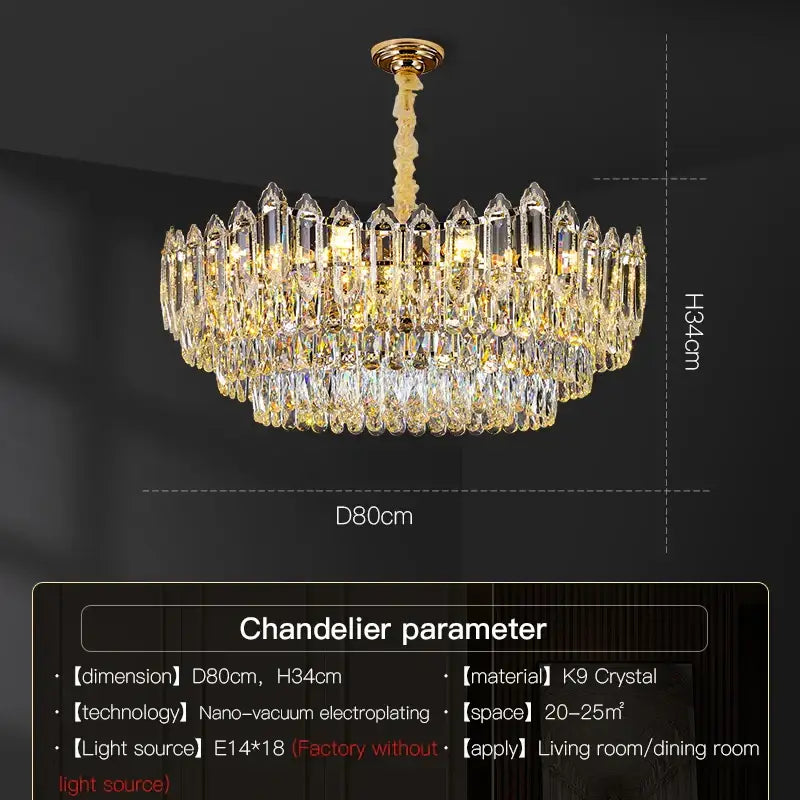 DecorBites™ Crystal Chandelier: Modern Light Luxury for Living Room, Bedroom, Dining Room