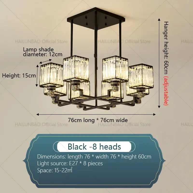 DecorBites™ Crystal Chandelier: Modern Light Luxury for Living Room, Bedroom, Restaurant, Villa, Hotel