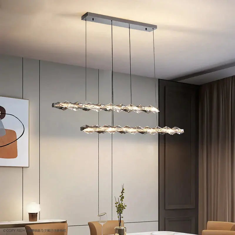 DecorBites™ Crystal Chandelier: Modern Luxury Duplex Staircase Ring Lamp