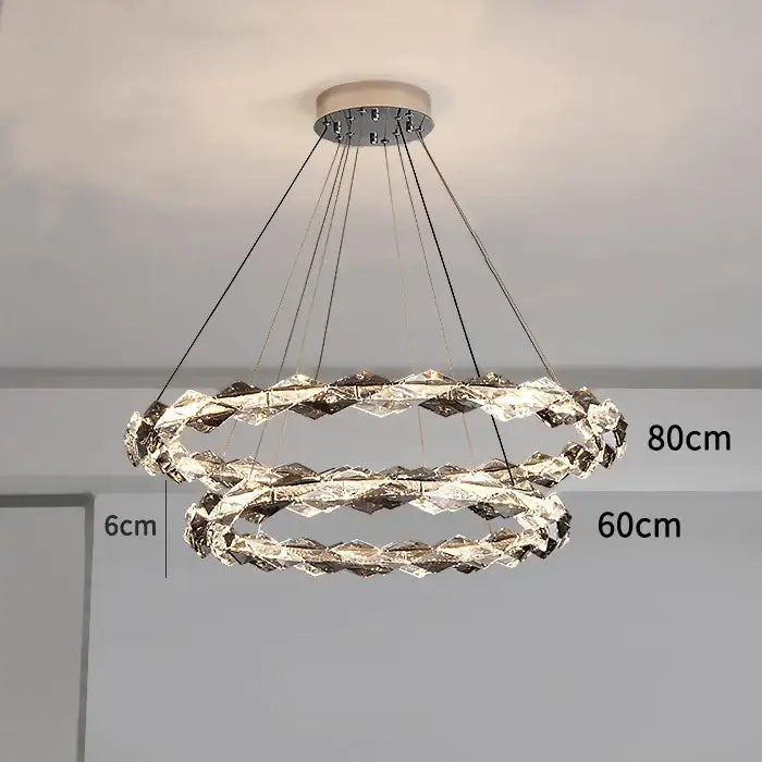 DecorBites™ Crystal Chandelier: Modern Luxury Duplex Staircase Ring Lamp