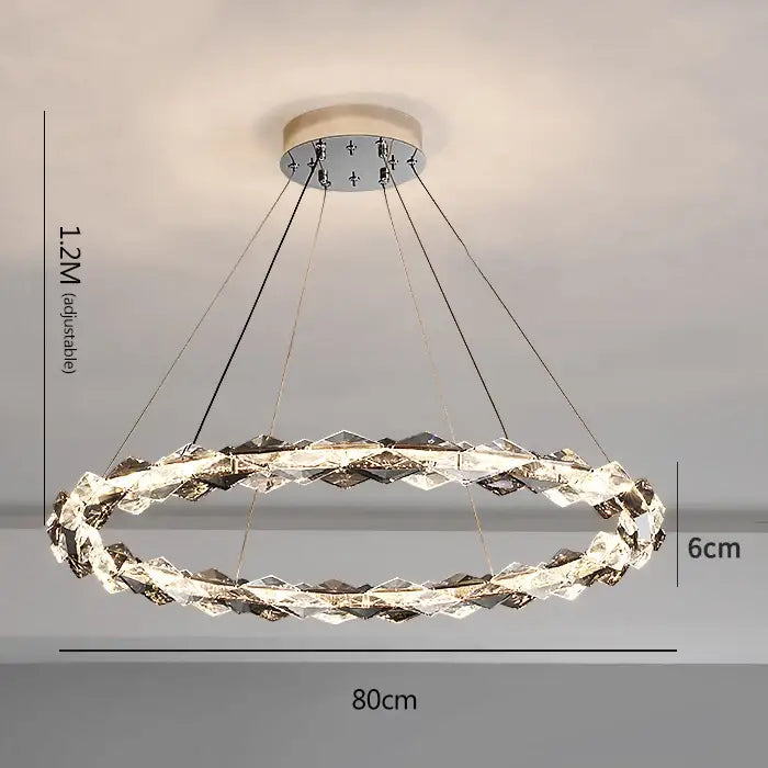 DecorBites™ Crystal Chandelier: Modern Luxury Duplex Staircase Ring Lamp
