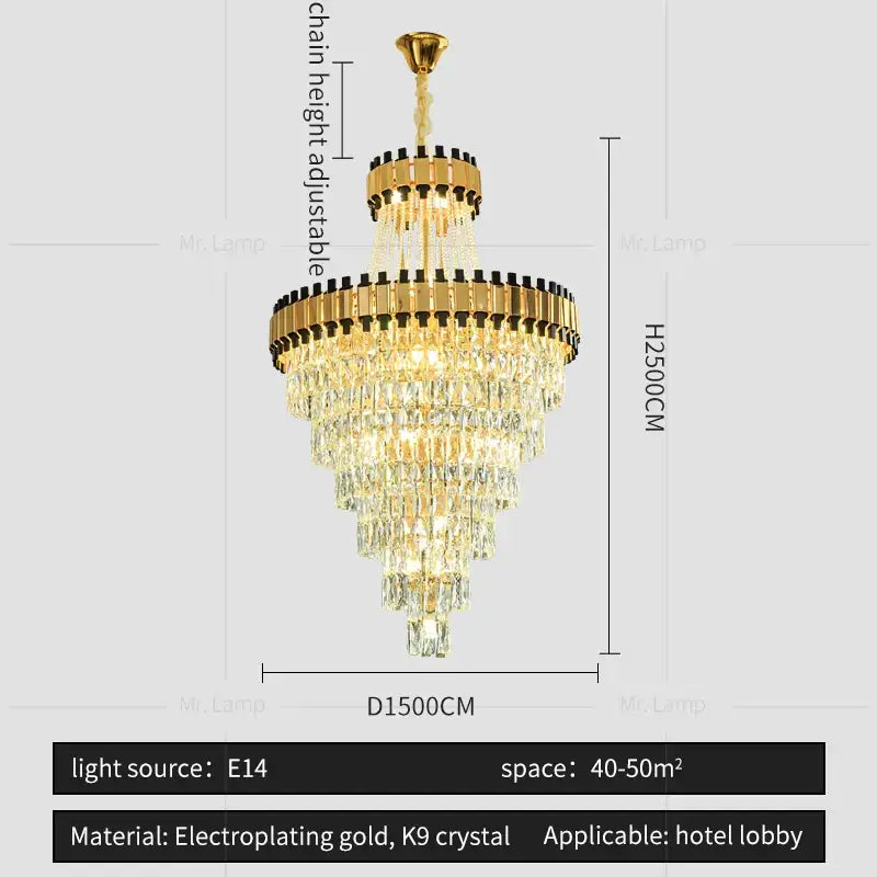 DecorBites™ Crystal Chandelier: Modern Luxury for Duplex Villa, Hotel, Club, and Banquet Hall