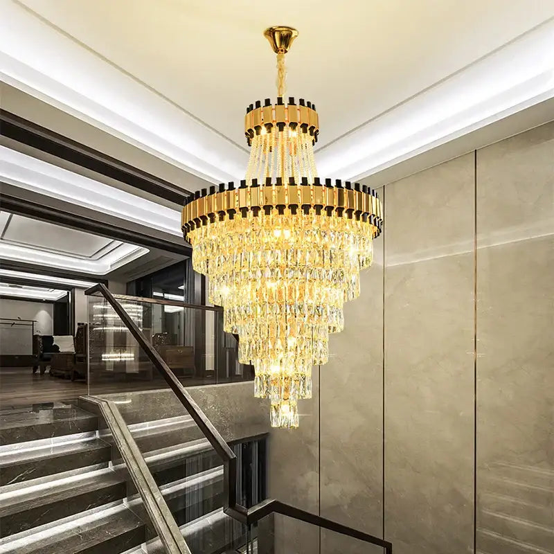 DecorBites™ Crystal Chandelier: Modern Luxury for Duplex Villa, Hotel, Club, and Banquet Hall