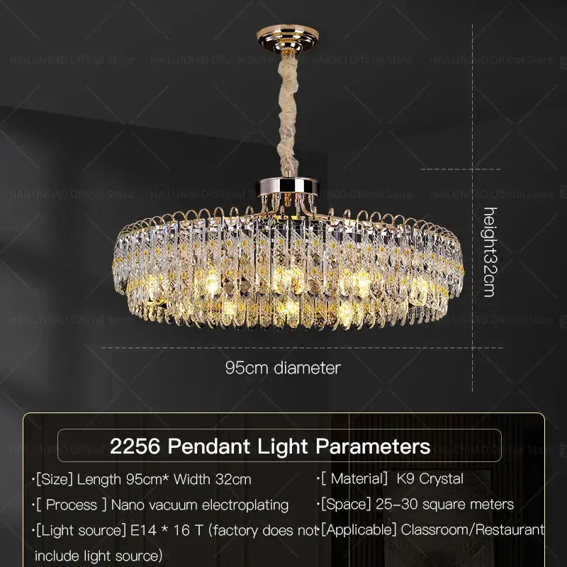 DecorBites™ Crystal Chandelier: Modern Luxury for Living Room, Restaurant, Hotel Lobby