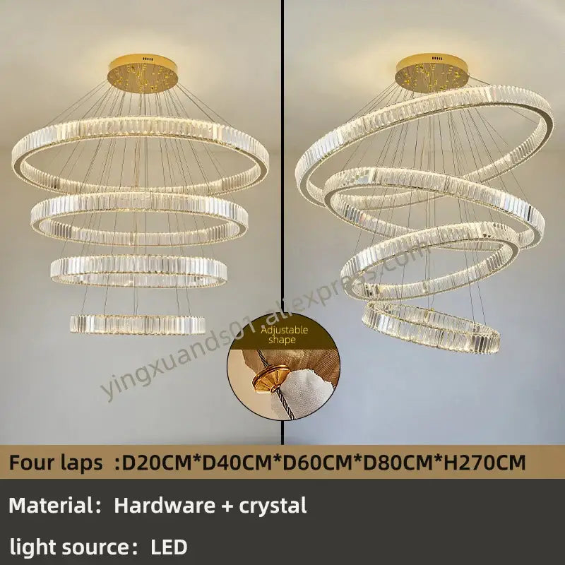 DecorBites™ Crystal Chandelier: Modern Luxury Golden Lighting for Villa, Duplex Hall