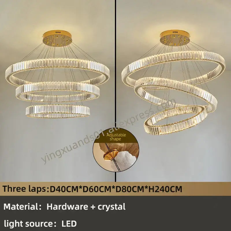 DecorBites™ Crystal Chandelier: Modern Luxury Golden Lighting for Villa, Duplex Hall