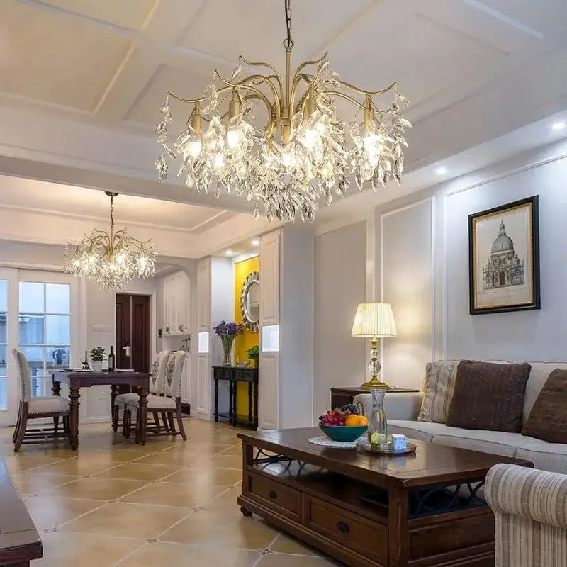 DecorBites™ Crystal Chandelier: Modern Luxury LED Branch Lighting for Living Room & Bedroom