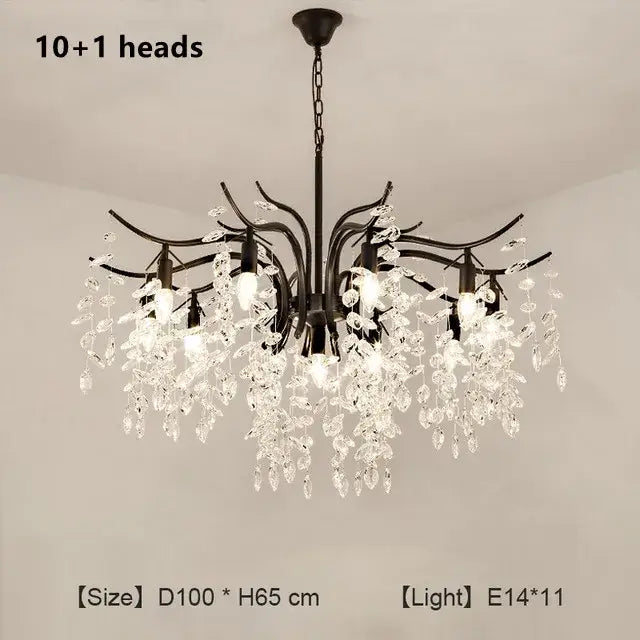 DecorBites™ Crystal Chandelier: Modern Luxury LED Branch Lighting for Living Room & Bedroom