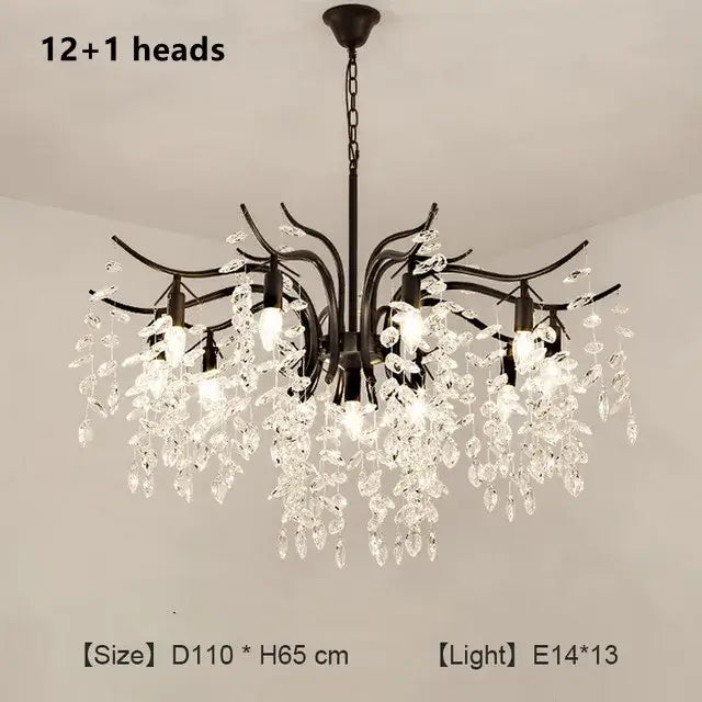 DecorBites™ Crystal Chandelier: Modern Luxury LED Branch Lighting for Living Room & Bedroom