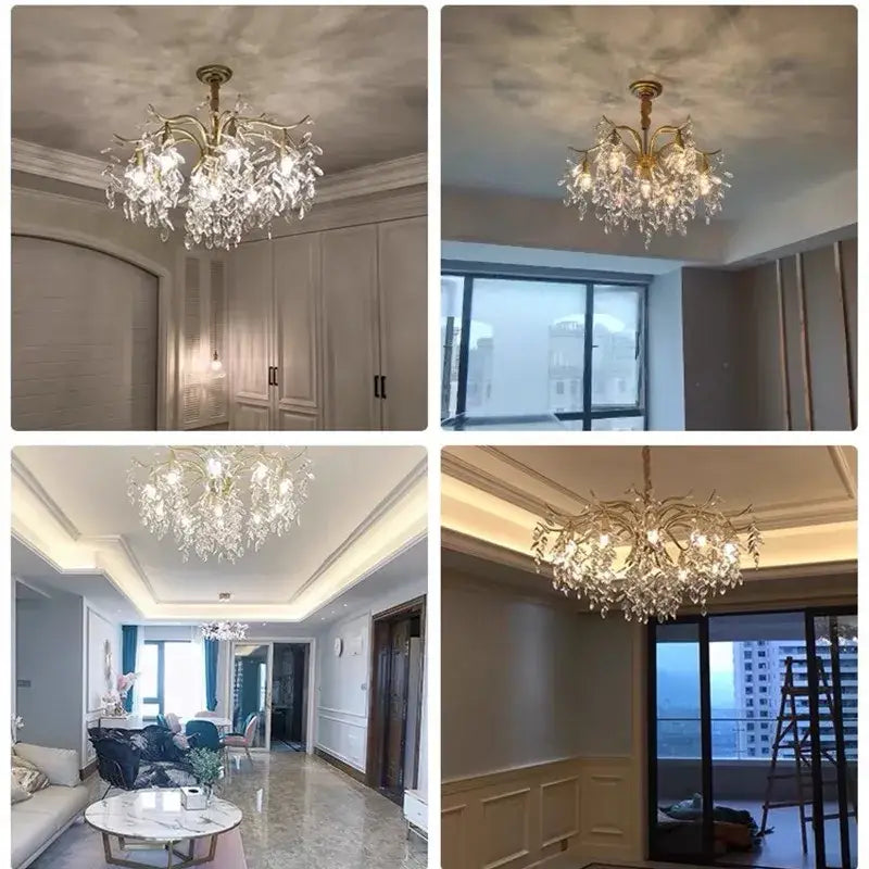 DecorBites™ Crystal Chandelier: Modern Luxury LED Branch Lighting for Living Room & Bedroom