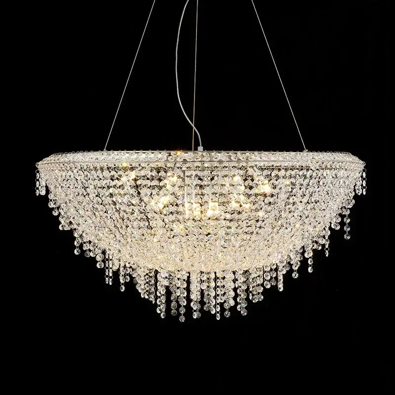 DecorBites™ Crystal Chandelier: Modern Luxury LED Pendant Light for Living Dining Room