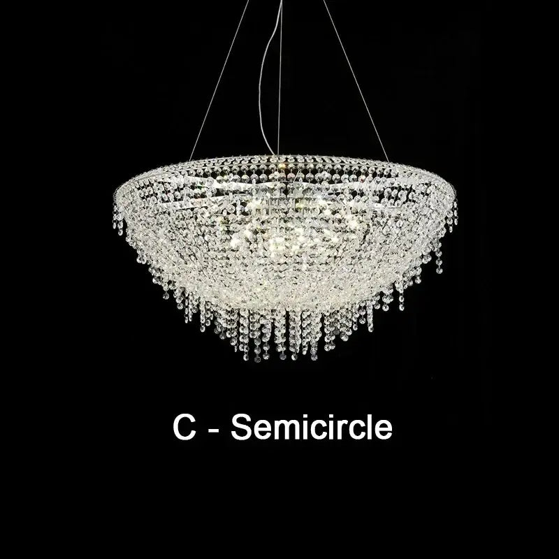 DecorBites™ Crystal Chandelier: Modern Luxury LED Pendant Light for Living Dining Room