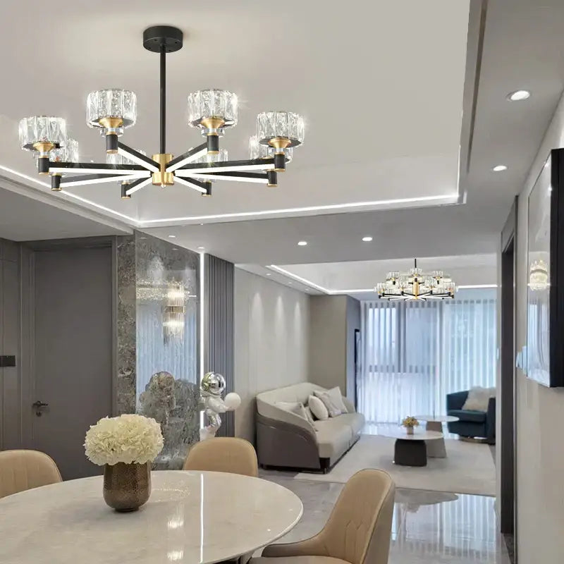 Modern black & gold decorbites crystal chandelier for living room