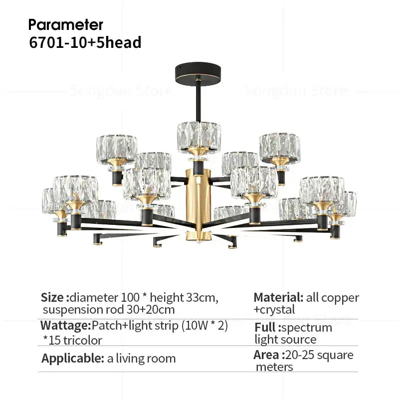 Modern black & gold decorbites crystal chandelier for living room