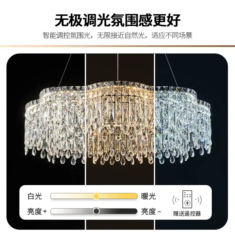 Modern luxury crystal chandelier – dining room cascading light