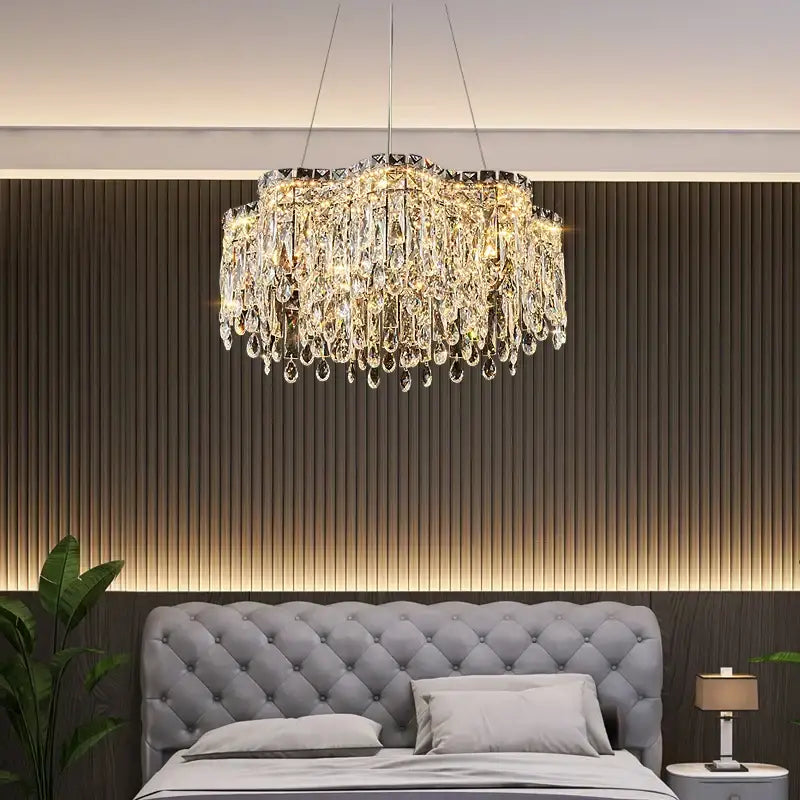Modern luxury crystal chandelier – dining room cascading light