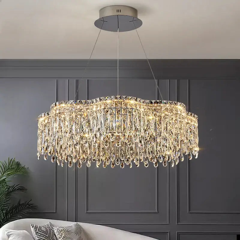 Modern luxury crystal chandelier – dining room cascading light