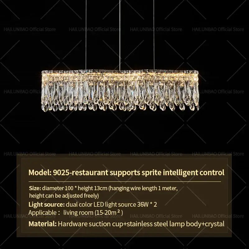 Modern luxury crystal chandelier – dining room cascading light