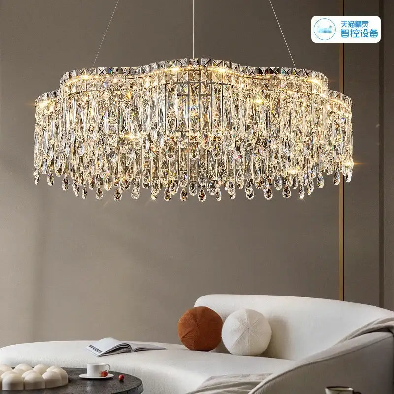 Modern luxury crystal chandelier – dining room cascading light