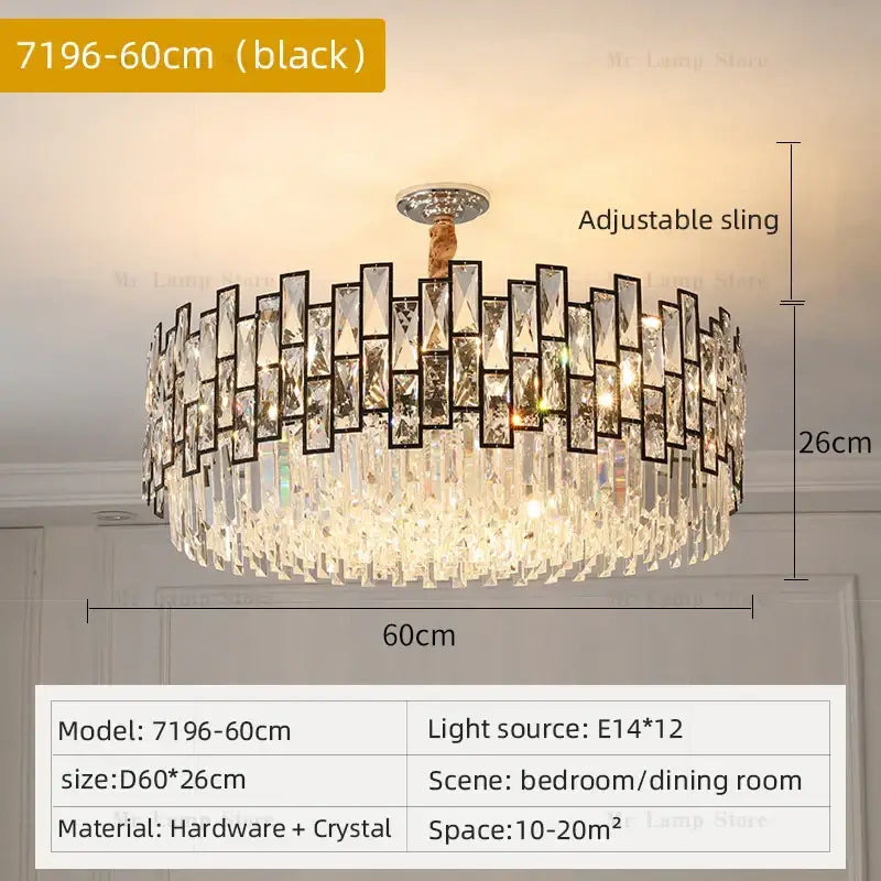 DecorBites™ Crystal Chandelier: Modern Luxury Lighting for Living Room, Bedroom, Kitchen