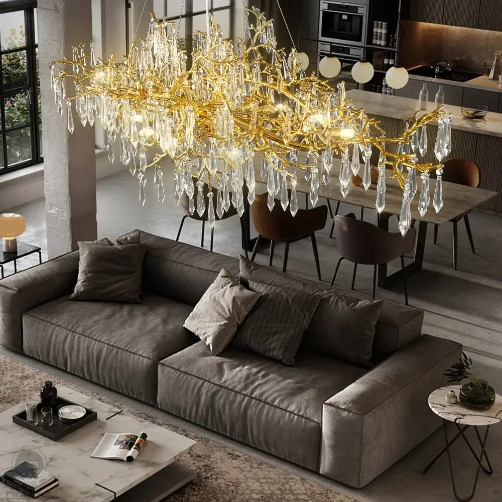 DecorBites™ Crystal Chandelier: Modern Luxury Long Light for Kitchen, Dining, Living, and Bedroom