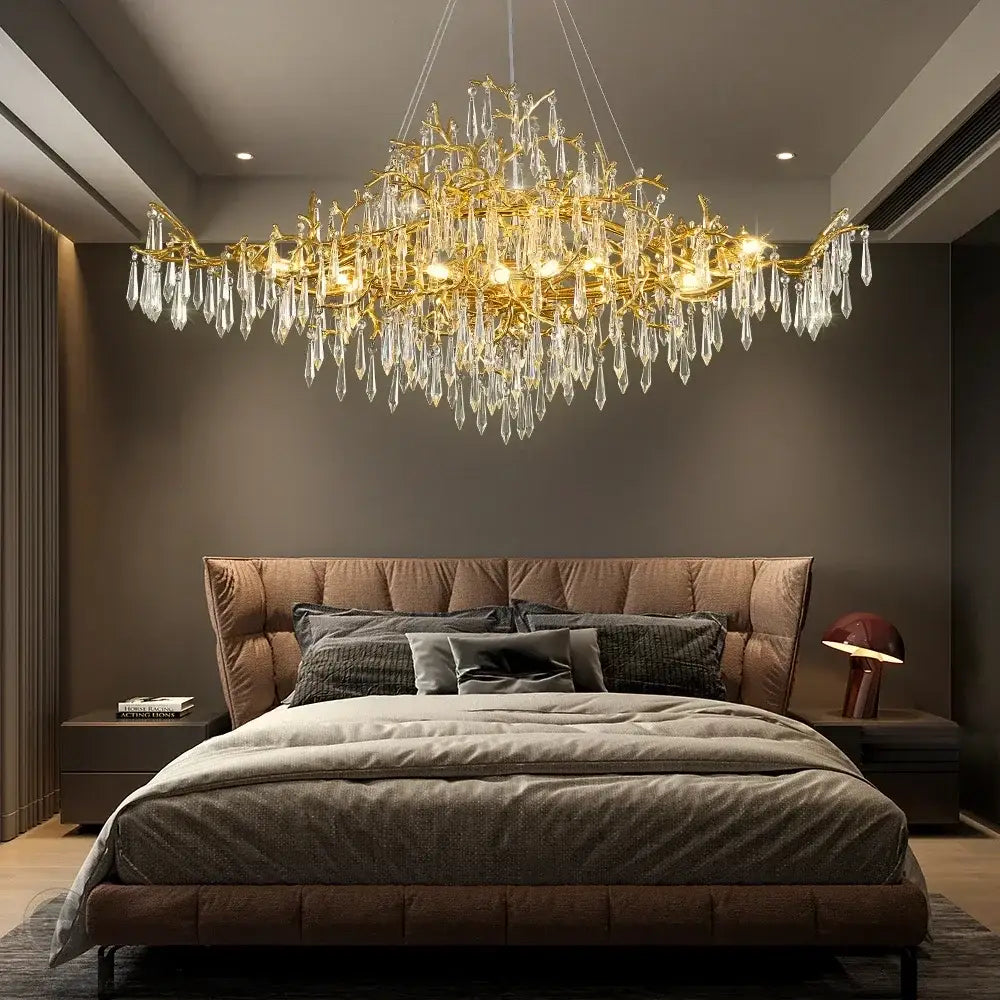 DecorBites™ Crystal Chandelier: Modern Luxury Long Light for Kitchen, Dining, Living, and Bedroom