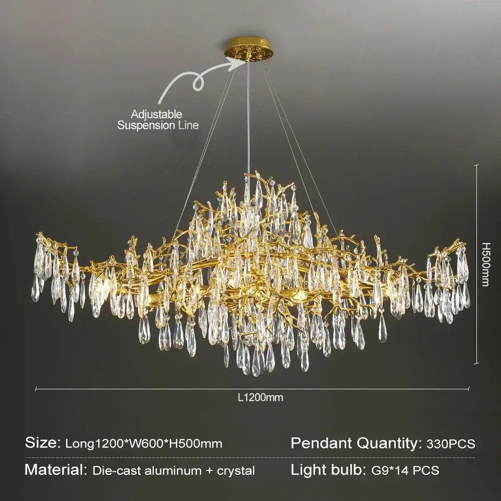 DecorBites™ Crystal Chandelier: Modern Luxury Long Light for Kitchen, Dining, Living, and Bedroom
