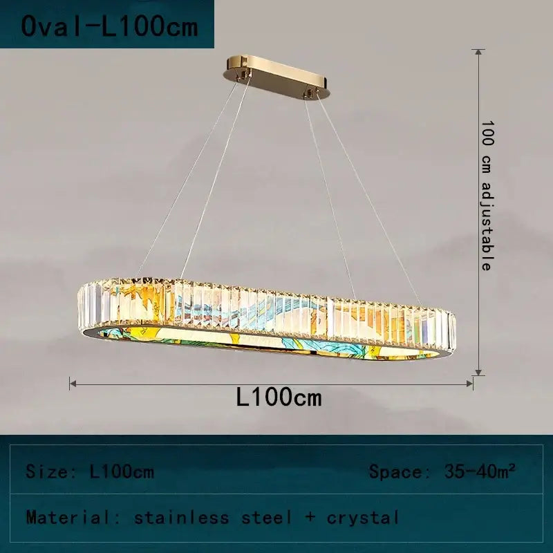 Modern blue & amber crystal chandelier pendant dining room light